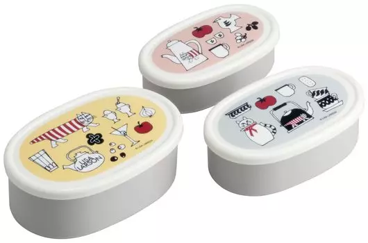 Skater Bento Box Lisa Larson Kitchen 860 мл Набор из 3 герметичных контейнеров для хранения Контейнер Сделано в Японии SRS3SAG-A