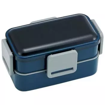 Skater Bento Box, Midnight Blue, 850ml, Antibacterial, Fluffy, 2 Tiers, Large Capacity, For Men, Made in Japan, PFLW9AG-A