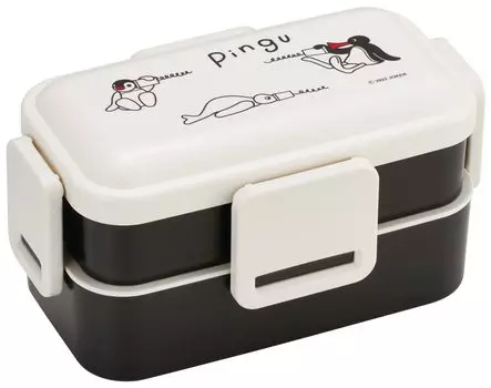 Skater Bento Box Pingu 600ml Antibacterial Fluffy Dome Lid 2 Tiers Made in Japan PFLW4AG-A