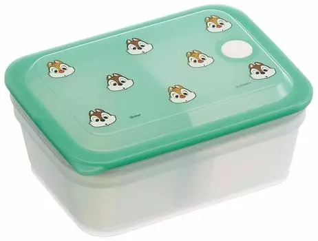 Skater Bento Box с ионами серебра, антибактериальная пушистая упаковка, встроенный воздушный клапан, 1 ярус, 450 мл, Disney Chip Dale PAS5AG Ag+ и