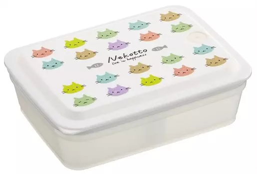 Skater Bento Box Silver Ion Antibacterial Fluffy Packing Integrated Air Valve Included 1 Tier 850ml Cat Colorful Ag+ PAS9AG-A