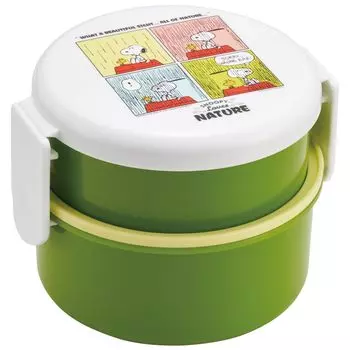 Skater Bento Box Snoopy Love Nature 500 мл 2-х уровневый круглый антибактериальный Сделано в Японии ONWR1AG-A