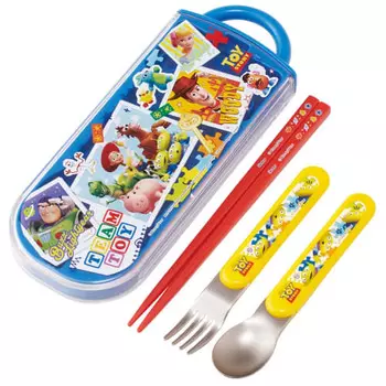 Skater Bento Trio Set Chopsticks Spoon Fork Disney Toy Story 24 for Children Antibacterial Treatment Easy to Open Slide Type Made in Japan TACC2AG-A
