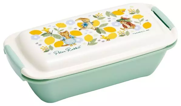 Skater Biomass Lunch 530ml No Seal Easy to Dishwasher and Microwave Made in Peter Rabbit Citron Box, Capacity, Dome-Shaped Lid, Grooves, Clean, Safe,