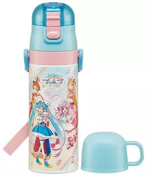 Skater Бутылка для воды из нержавеющей стали для питья 470 мл, чашка для питья 430 мл, расширяющаяся, легкая, спортивная бутылка для воды для девочек Sky Precure