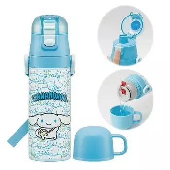 Skater Бутылка для воды из нержавеющей стали 2-сторонняя для прямого питья 470 мл чашка для питья 430 мл Sanrio Cinnamoroll легкий тип для девочек с термоизоляцией
