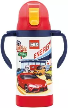 Skater Бутылка для воды из нержавеющей стали с двумя ручками и трубочкой, детская кружка Tomica 350 мл STWM3N-A