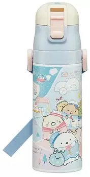 Skater Бутылка для воды из нержавеющей стали Water Direct, легкая, Shirokuma Cool Water Sports, детская, питьевая, 470 мл, подходит для детей, тип,