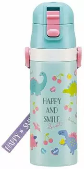 Skater Бутылка для воды из нержавеющей стали для детей, прямая питьевая, 470 мл, Happy Smile Girls SDC4, детская и