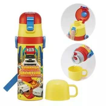 Skater Бутылка для воды из нержавеющей стали для питья 470 мл, чашка для питья 430 мл, легкая бутылка для воды для мальчиков Tomica 24, спортивная бутылка для прохладной детской воды