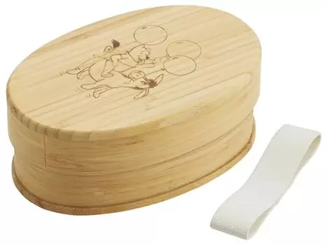 Skater BWLB6-A Бамбуковый ланч-бокс, 23,6 жидких унций (600 мл), Ланч-бокс в японском стиле, овальной формы, с разделителями и поясом для ланча, Disney Winnie the Pooh