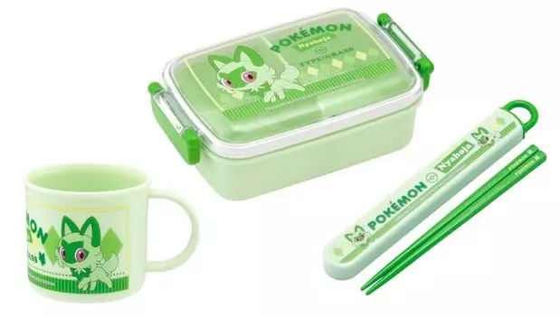 Skater Character 24 Nyaoha антибактериальная, можно мыть в посудомоечной машине, пушистая крышка, плотная, квадратная коробка для бенто, 450 мл, набор, чашка Monster Kids, детская, пушистая зелёный