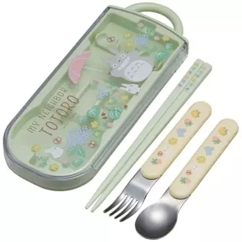 Skater Children s Antibacterial Slide Trio Set Lunch Box Chopsticks Spoon Fork Totoro Sanpomichi Made in Japan TACC2AG-A
