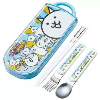 Skater Children s Antibacterial Slide Trio Set Lunch Box Chopsticks Spoon Fork Nyanko Great War Made in Japan TACC2AG-A