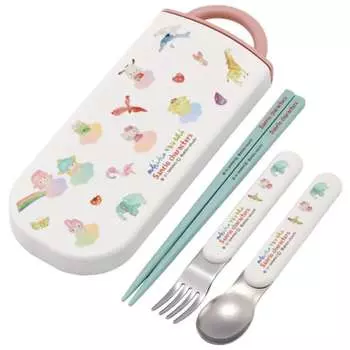 Skater Children s Antibacterial Slide Trio Set Lunch Box Chopsticks Spoon Fork Sanrio Characters x Akiko Obuchi Girls Made in Japan TACC2AG-A
