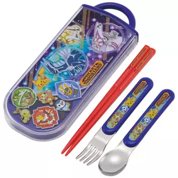 Skater Children s Antibacterial Slide Trio Set Lunch Box Chopsticks Spoon Fork Pokemon 22 Boys Made in Japan TACC2AG-A