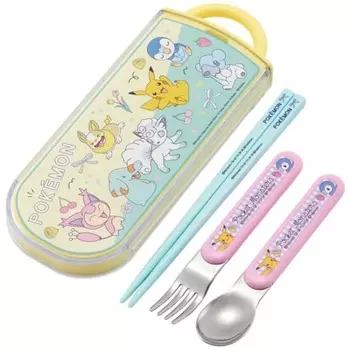 Skater Children s Antibacterial Trio Set Chopsticks Spoon Fork Pokemon New Retro Made in Japan TACC2AG-A