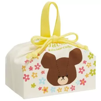 Skater Children s Lunch Box Drawstring Bag with Gusset Kids Made in Japan Bear School Girls KB7
