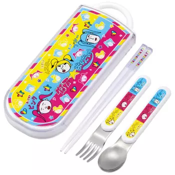 Skater Children s Lunch Box Trio Set Chopsticks Spoon Fork Kids Cutlery Antibacterial Treatment Easy to Open Sliding Type Made in Japan Takeshita Para