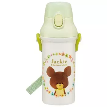 Skater Children s Plastic Water Bottle 480ml One Push Open/Close Antibacterial Child Friendly Lightweight Antibacterial Treatment Made in Japan Bear S