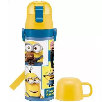Skater Children s Stainless Steel Water Bottle 2-Way Direct Drinking 470ml Cup Drinking 430ml Minions Bob and Friends Child-Friendly Lightweight Boy T