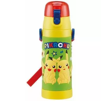 Skater Children s Stainless Steel Water Bottle, Direct Drinking, 480ml, Pokemon Pikachu, Child-friendly Lightweight Type, For Boys, Cold Storage Only,