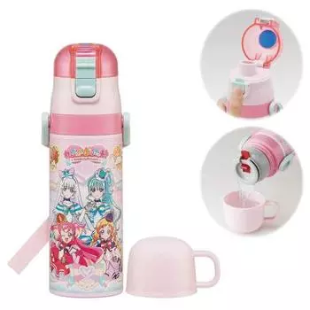 Skater Children s Stainless Steel Water Bottle 2way Direct Drinking 470ml Wandafuru PreCure Cup Drinking 430ml Child-Friendly Lightweight Type Girls T