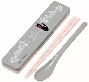 Skater Chopsticks and Spoon Silver Ion Delivery Service Jiji Lace Ghibli Made in CCS3SAAG Set, Ag+ Antibacterial, Kiki s Design, Japan, 18cm,