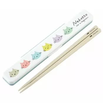 Skater Chopsticks Chopsticks Box Set 18cm Silver Ion Ag+ Antibacterial Cat Colorful Made in Japan ABC3AG