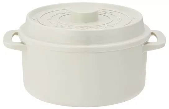 Skater Cocotte Style Microwave Pot with Colander Dishwasher Safe 1600ml 18cm Powder Color White Made in Japan MWCP2-A