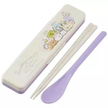 Skater Combi Set Chopsticks Spoon Set Sumikko Gurashi Rabbit Rice 18cm Antibacterial For Adults Made in Japan CCS3SAAG-A