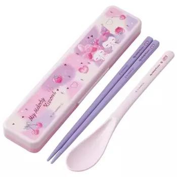 Skater Combi Set палочки для еды 18 см набор ложек My Melody Kuromi Love Love Sanrio антибактериальные для взрослых Сделано в Японии CCS3SAAG-A
