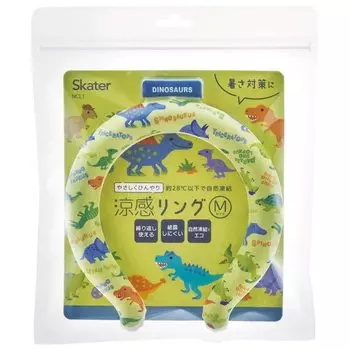 Skater Cooling Ring Reusable Neck Cooler M Size for Women and Children Dinosaur Picture NCL1-A
