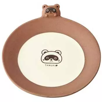 Skater Die Cut Medium Plate 18cm Ceramic Dish Plate Tableware Ceramic Cute TANUKI Tanuki Animal Pattern Ceramic Cute Cute CHPL18D-A
