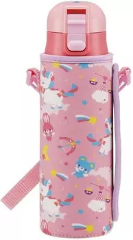 Skater Direct Drinking Stainless Steel Water Bottle 470ml with Bottle Cover Unicorn Girl KSDC4