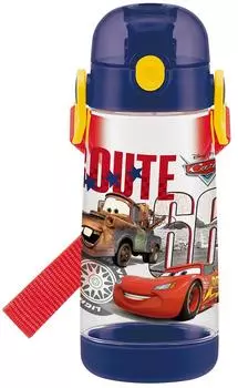Skater Direct Drinking Water Bottle Plastic One Touch Bottle with Cushion Cars Disney PDDR5-A