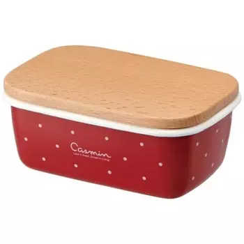 Skater Enamel Butter Case Wooden Lid 500ml Casmin Red ENBT5-A