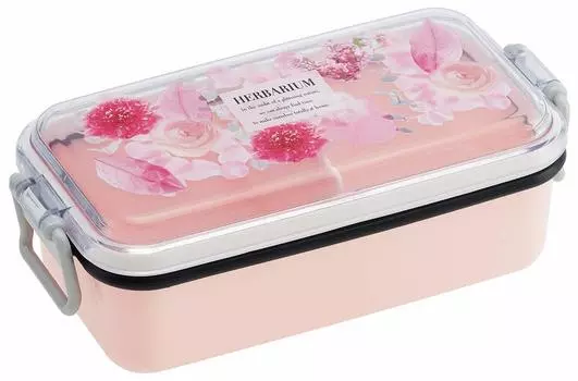 Skater Enamel Style Lunch Box Herbarium Pink 520ml PEN5