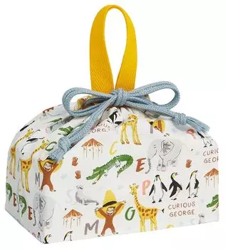 Skater Lunch Box Drawstring Bag with Gusset Kids Made in Japan Curious George ZOO KB7 Children s