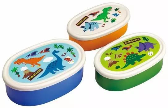 Skater Lunch Box Seal Container Storage Container Set of 3 Silver Ion Antibacterial Dinosaur Made in Japan 860ml SRS3SAG Ag+