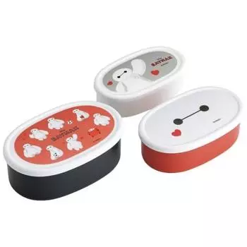 Skater Lunch Box Seal Container Storage Container Made in Japan (Large 400ml Medium 280ml Small 180ml) Set of 3 Ag+ Antibacterial Disney Baymax SRS3SA