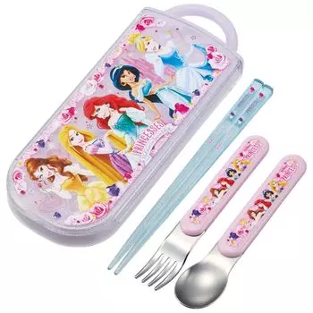 Skater Lunch Box Trio Set Chops Spoon Fork Disney Princess 24 для детей Антибактериальная обработка Легко открывается Раздвижной тип Сделано в Японии