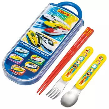 Skater Lunch Box Trio Set Chops Spoon Fork Plarail 24 Для детей Антибактериальная обработка Легко открывается Раздвижного типа Сделано в Японии TACC2AG-A