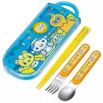 Skater Lunch Box Trio Set Chopsticks Spoon Fork Kids Cutlery Antibacterial Treatment Easy to Open Slide Type Made in Japan NHK TACC2AG Children s
