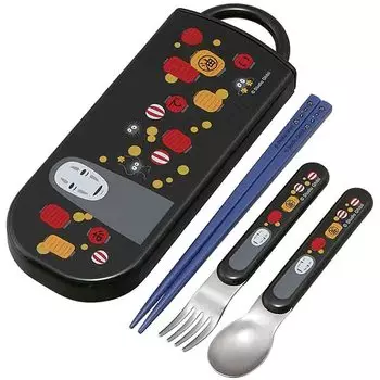 Skater Lunch Box Trio Set Chopsticks Spoon Fork Kids Cutlery Antibacterial Treatment Easy to Open Sliding Type Made in Japan Ghibli Spirited Away