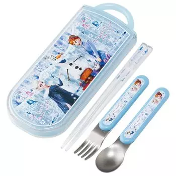 Skater Lunch Box Trio Set Chopsticks Spoon Fork Disney Frozen 24 For Children Antibacterial Treatment Easy to Open Sliding Type Made in Japan