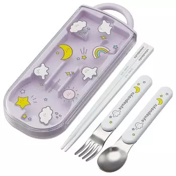 Skater Lunch Box Trio Set Chopsticks Spoon Fork Kids Cutlery Antibacterial Treatment Easy to Open Sliding Type Made in Japan Shinapushu Girls TACC2AG