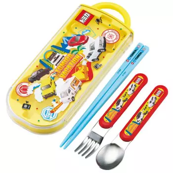 Skater Lunch Box Trio Set палочки для еды ложка вилка Tomica 24 для детей антибактериальная обработка легко открывается раздвижного типа сделано в Японии TACC2AG-A