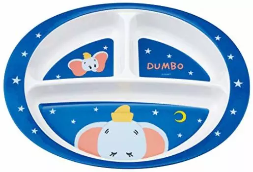 Skater M370 Детская тарелка, меламиновая тарелка для обеда, Дамбо, Petite Friends, Disney, 25,4 жидких унций (750 мл)