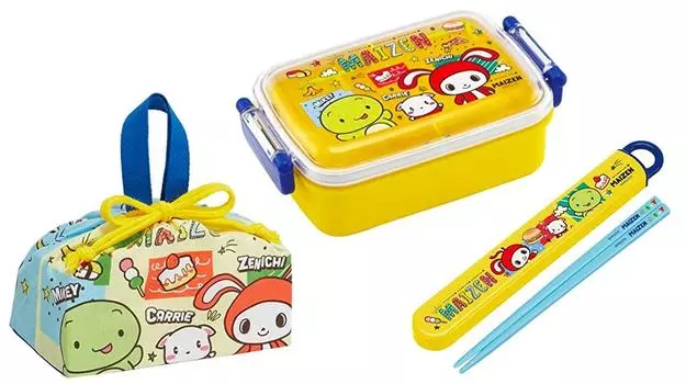 Skater Maizen Sisters 23 антибактериальный, можно мыть в посудомоечной машине, пушистая крышка, плотный ланч-бокс, квадратная коробка Bento, 450 мл, набор для ланча, шнурок Maizen Mikey Zenichi жёлтый